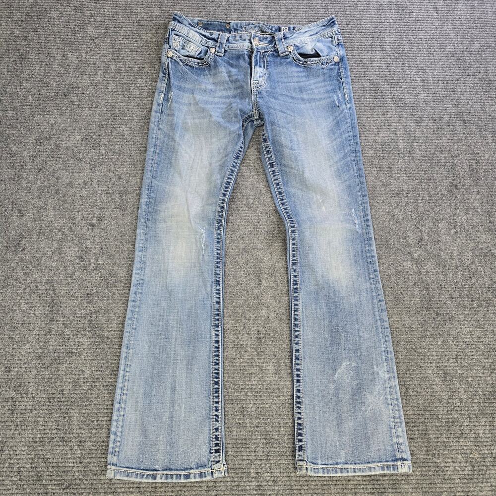 Miss Me Jeans Womens 30x31 Blue Bootcut Thick Stitch Y2K